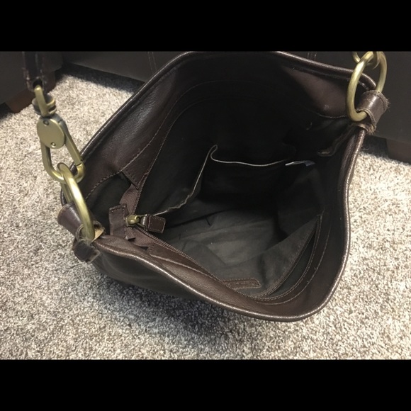 Garnet Hill calf skin & leather hobo bag. - Picture 4 of 8